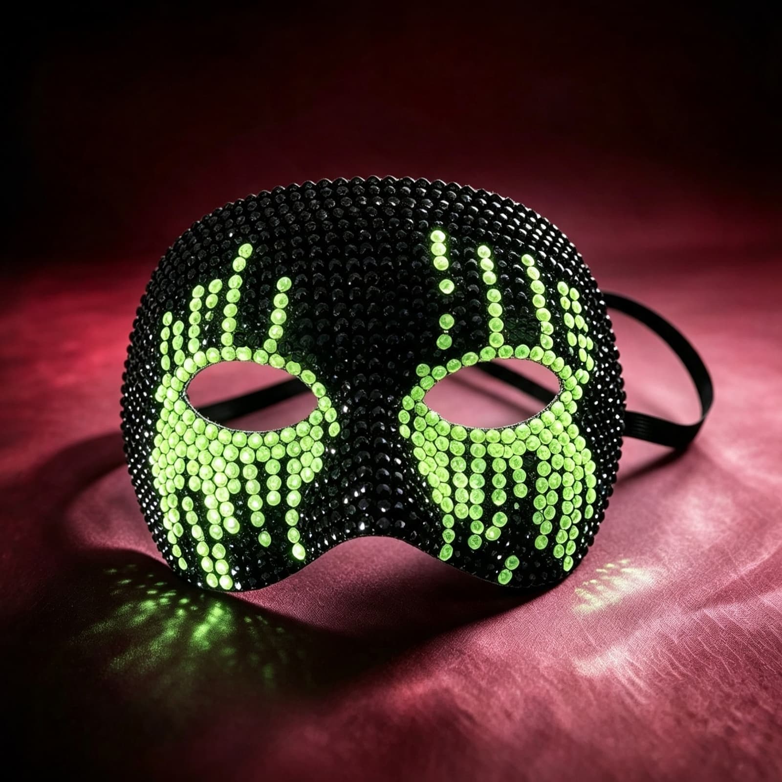 Black Green Rhinestone Half‑Face Mask product image
